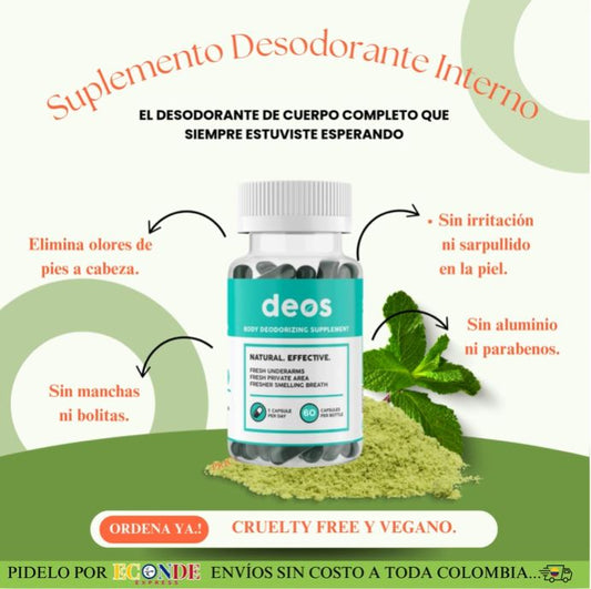 Desodorante Corporal de 60 Cápsulas 🌿 100% NATURAL 🌿 | DEOS®